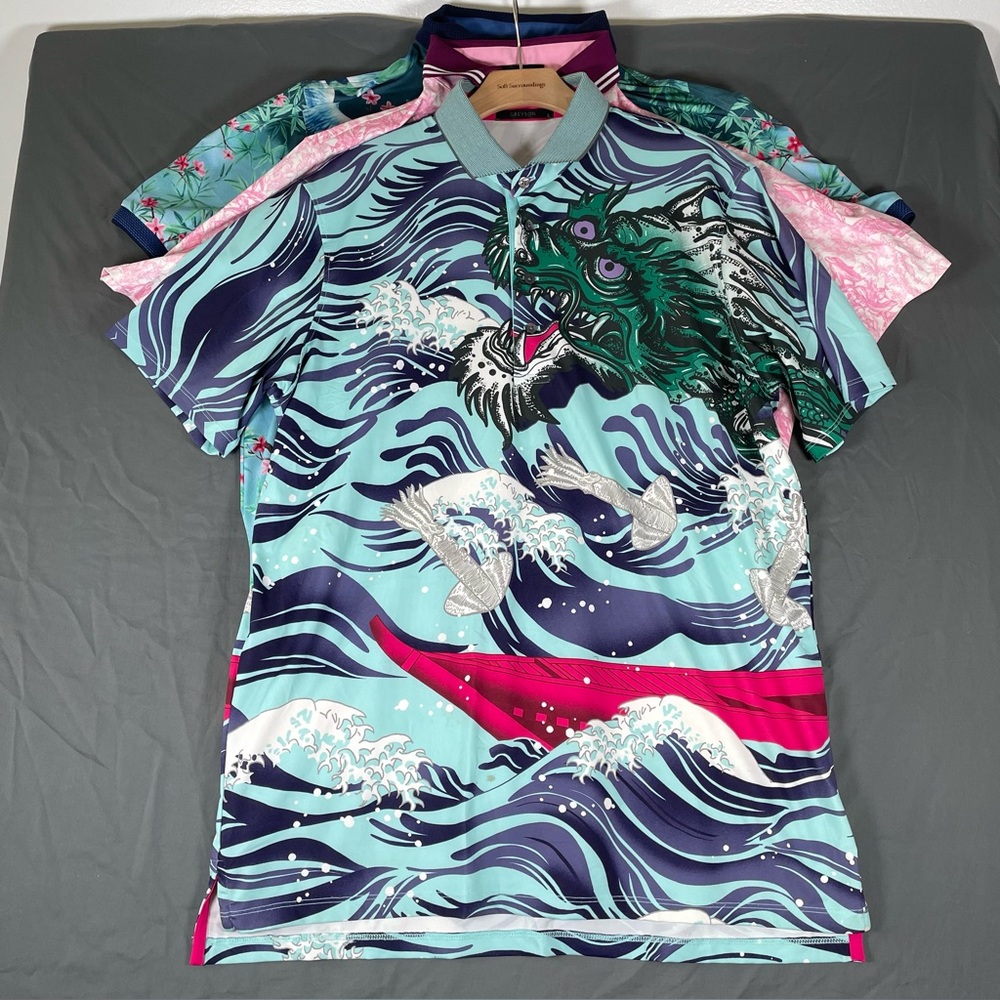 Greyson Polo Shirt Bundle of 3 Men's Large Preppy Golf Floral Animal Print